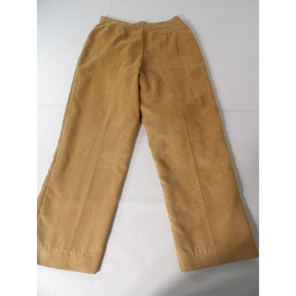 Worthington Womens Trousers Sz 12 Faux Suede Brown Pleated Hi Waist Straight Leg - Picture 4 of 16